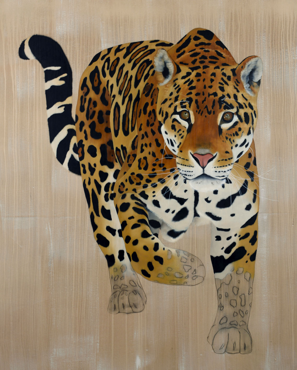 Pantera-Onca panthera-onca-jaguar-delete-extinction-protégé-disparition- Thierry Bisch artiste peintre contemporain animaux tableau art  nature biodiversité conservation  